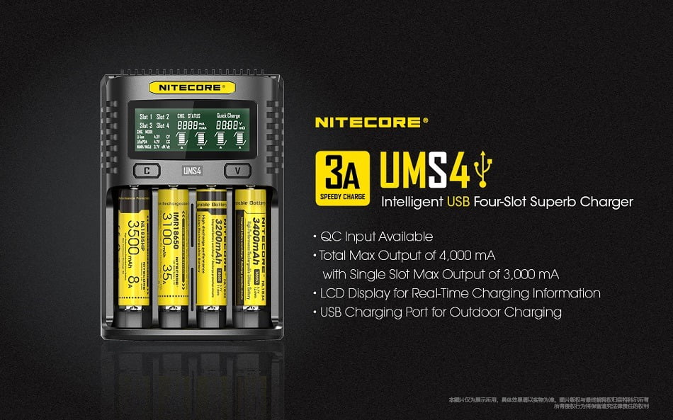 Nitecore UMS4 USB 4-slot Charger