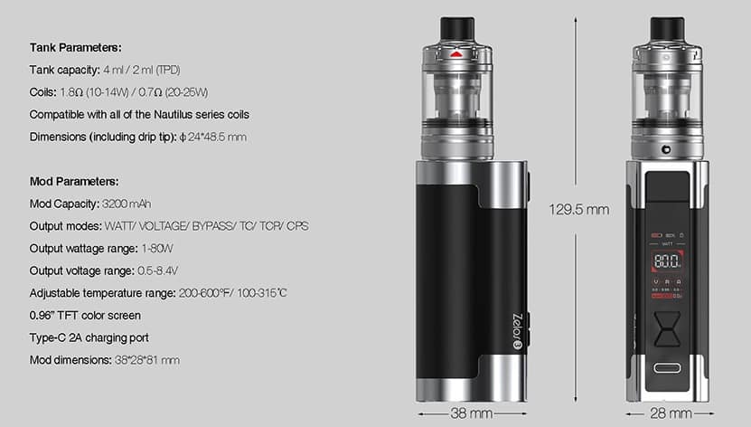 Aspire Zelos 3 Kit With Nautilus 3 Tank Basta Priser I Europa Just Vape